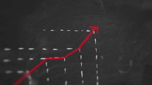 Increasing Statistic Graphic Red Chalk on Blackboard