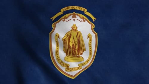 Springfield Massachusetts City Flag Waving Seamless Loop Animation