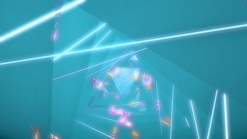Neon Geometric Tunnel Travel Loop Background