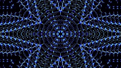 Blue and Green Geometric Light Pattern Kaleidoscope Loop