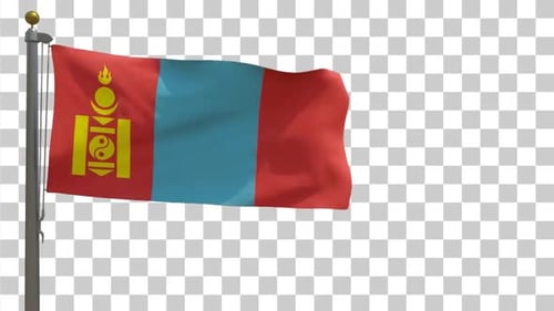 Waving Flag of Mongolia with Alpha Channel