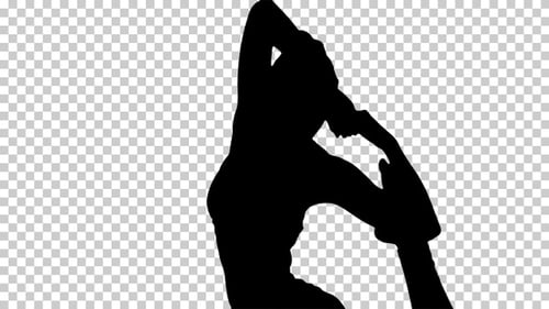 Mujer en silueta haciendo Eka Pada Rajakapotasana, Alpha Channel