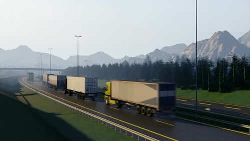 Heavy Duty Cargo Trucks on Road
