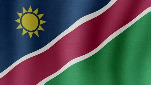 Realistic Waving Flag of Namibia with Fabric Texture Loop