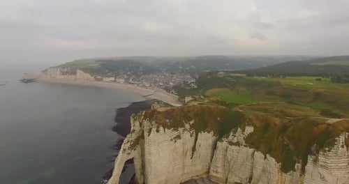 White cliffs at Etretat, Normandy, France.
