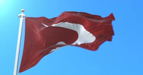 Red Dive Flag Waving Animation on Blue Sky