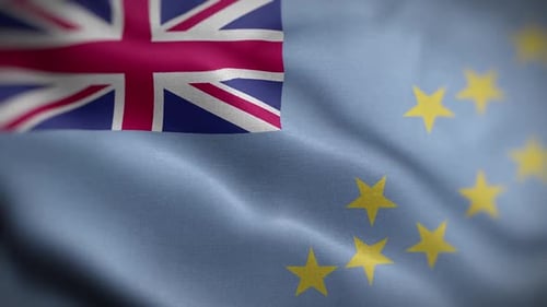 Realistic Tuvalu National Flag Waving Seamlessly Looping