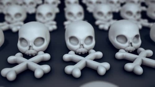 3D Menschlicher Schädel und Knochen im Cartoon-Stil 4k