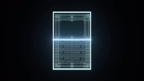 Futuristic Holographic Elevator Control Panel Rotating Scan