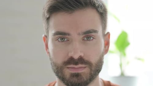 Handsome Man Stares Intensely at the Camera