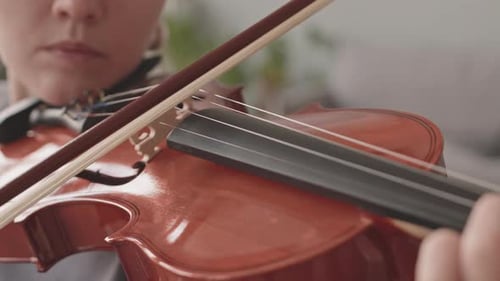 Close Up of Woman Playing Violin