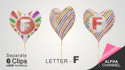 Animated Heart Balloon with Letter F for Celebrations