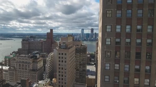 Aerial shot of Manhattan district in New York, USA