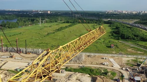 Building Crane and Buildings Under Construction