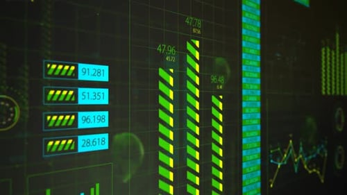 Futuristic Data Visualization Interface with Animated Charts