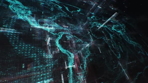 Futuristic Digital World Map Data Network