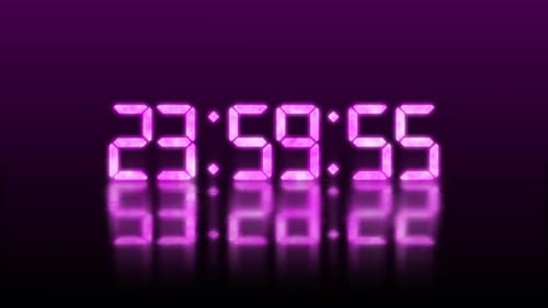 Neon Digital Countdown Clock with Reflection