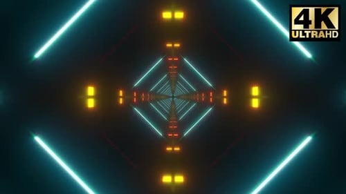 Abstract Geometric Tunnel with Dynamic Neon Lines Loop