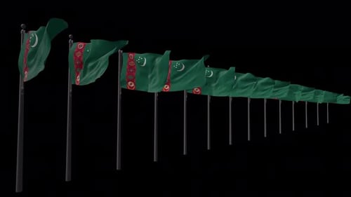 Waving Turkmenistan National Flags Display