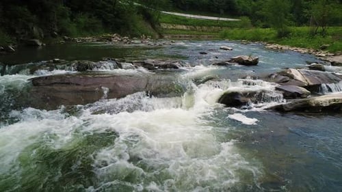 Beautiful River in Carpathian Mountains
