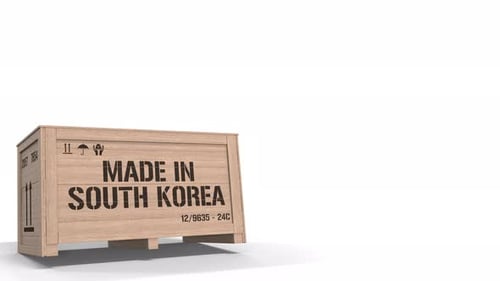 Wooden Crate with MADE IN SOUTH KOREA Text