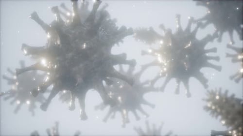 Abstract 3D Animated Virus Cells Microscopic Background