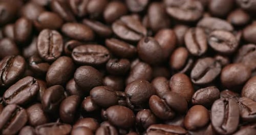 Roasted Coffee Beans Piled Close Up