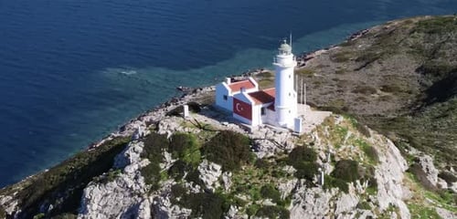 Aerial Shot Of A Lighthouse Lighthouse Stock Video Footage (9)