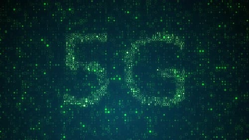 Glowing 5G Digital Network Connection Abstract Background