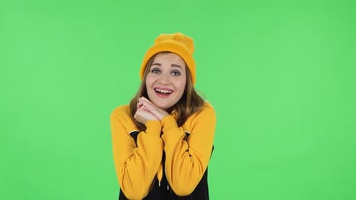 Woman Shows Expressive Emotions on Green Screen