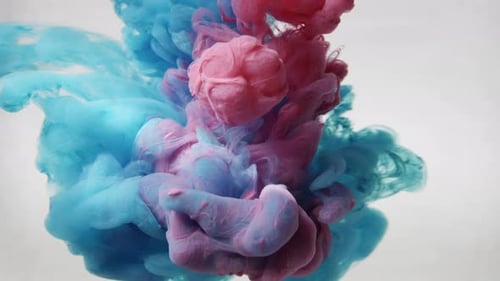 Abstract Blue and Pink Ink Swirl