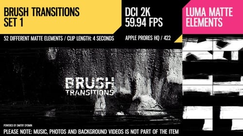 Gritty Brush Stroke Video Transitions and Reveals