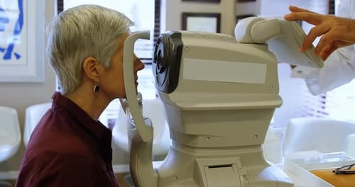 Woman Receiving Eye Exam at Doctor's Office