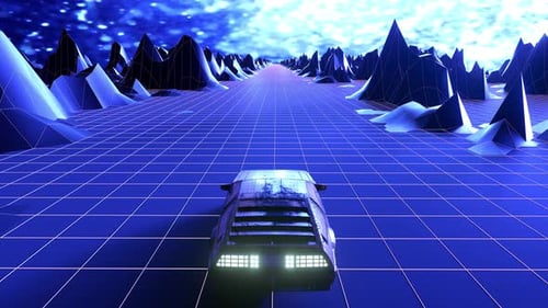 Retro Synthwave Nacht Stadtauto