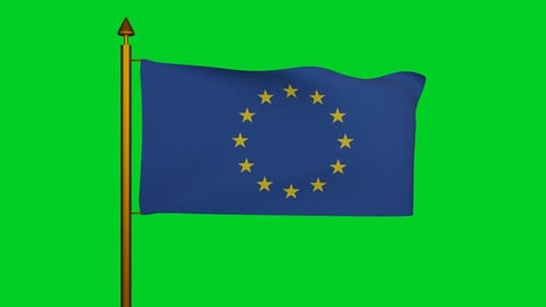 Waving European Union Flag on Green Screen