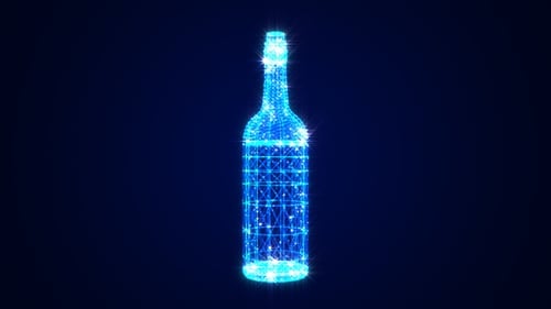 Rotating Futuristic Wireframe Bottle Digital Technology Animation Loop