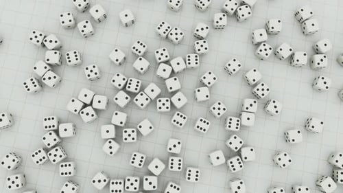 Clean 3D Dice Scattering Animation on a Grid