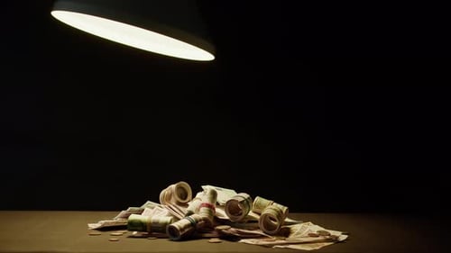 Money Cash on Table Closeup