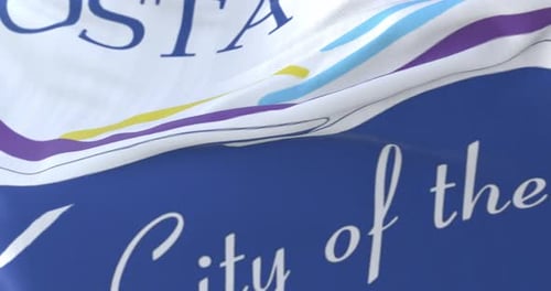 Smooth Waving Flag with Abstract Waves and Text