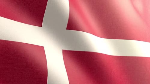 Denmark Flag Waving Seamless Loop With Realistic Fabric Texture