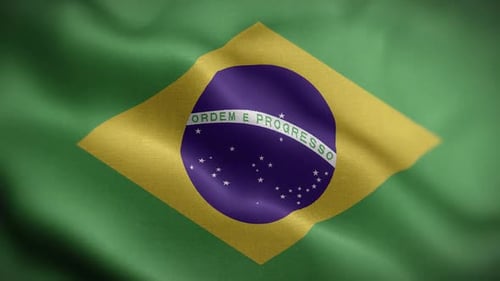 Waving Brazil Flag Seamless Loop Realistic Animation