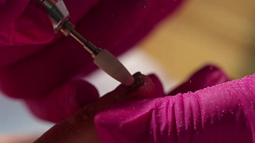 Close Up Nail Technician Shaping Fingernail