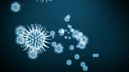 Futuristic Microscopic Virus or Bacteria Cells Floating