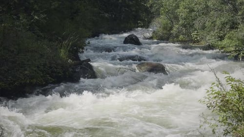 River Flowing Through The Beautiful Mountain Landscape
