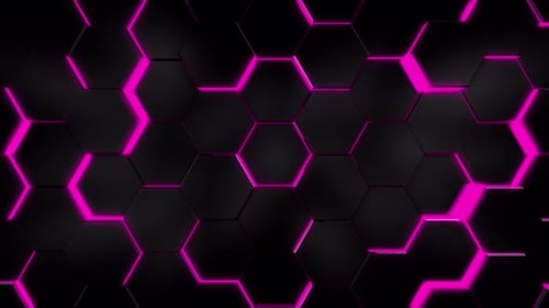 Abstract Hexagonal Grid with Pulsating Magenta Neon Light