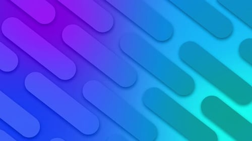 Animation of capsule shapes moving in unison diagonally across a blue and purple background