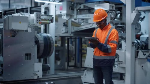 Ingenieur verwendet Tablet-Computer in der industriellen Fabrik Closeup
