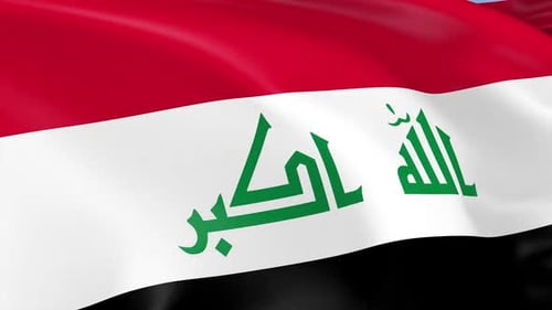 Iraqi National Flag Waving in the Wind Loop