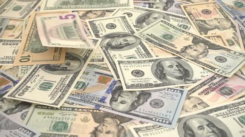 Falling Dollar Banknotes
