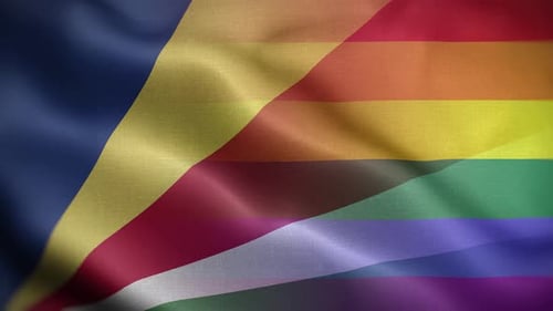 Combined Seychelles and Rainbow Pride Flag Waving Animation